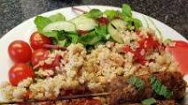Moroccan Lamb Kofta with Spicy Tomato sauce and Bulgar Wheat Salad Moroccan Lamb Kofta with Spicy Tomato sauce and Bulgar Wheat Salad
