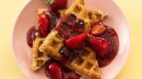 Granola-Whole Wheat Waffles with Double-Berry Sauce Granola-Whole Wheat Waffles with Double-Berry Sauce