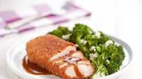 Crispy Rice Pork Chop with charred blue cheese broccoli Crispy Rice Pork Chop with charred blue cheese broccoli