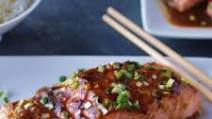Salmon, roasted, with black bean sauce Salmon, roasted, with black bean sauce