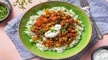 Spicy Keema Aloo with Green Chili and Basmati Rice Spicy Keema Aloo with Green Chili and Basmati Rice