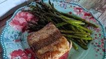 Air Fryer Salmon and Asparagus for One