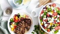 Oregano and lemon lamb chops with Greek salad Oregano and lemon lamb chops with Greek salad