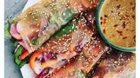 Vegetable Spring Rolls With Spicy Ginger Peanut Sauce Vegetable Spring Rolls With Spicy Ginger Peanut Sauce
