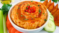 Roasted Red Pepper Cauliflower Hummus - Keto Roasted Red Pepper Cauliflower Hummus - Keto