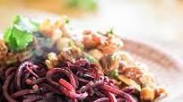 Moroccan Chickpeas with Beet Noodles Moroccan Chickpeas with Beet Noodles