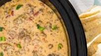 Crock Pot Queso with Beef & Sausage Crock Pot Queso with Beef & Sausage