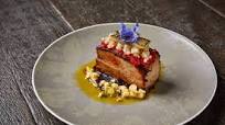 Korean-style pork belly with charred cucumber and sweetcorn Korean-style pork belly with charred cucumber and sweetcorn