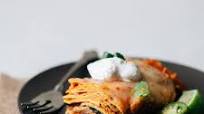Enchilada Casserole with Pulled Chicken and Spinach Enchilada Casserole with Pulled Chicken and Spinach