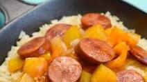 Sweet & Sour Hawaiian Kielbasa with Garlic Rice Sweet & Sour Hawaiian Kielbasa with Garlic Rice