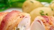 Chicken Breast wrapped in streaky bacon with a Philadelphia filling Chicken Breast wrapped in streaky bacon with a Philadelphia filling