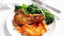 Parmesan pork with sweet potato mash recipe Parmesan pork with sweet potato mash recipe
