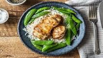 Warmly Spiced Chicken Thighs with Sugar Snap Peas and Basmati Rice Warmly Spiced Chicken Thighs with Sugar Snap Peas and Basmati Rice