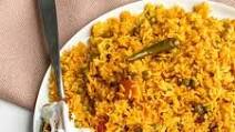 ONE-POT VEGETABLE SPICY RICE WITH ONION RAITA ONE-POT VEGETABLE SPICY RICE WITH ONION RAITA