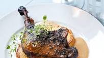 Duck confit with roasted rutabaga and balsamic sauce Duck confit with roasted rutabaga and balsamic sauce