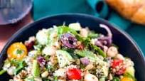 Veggie-Filled Mediterranean Cucumber Salad with Quinoa and Pine Nuts Veggie-Filled Mediterranean Cucumber Salad with Quinoa and Pine Nuts