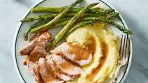 Dijon Pork Tenderloin with Garlic Potato Mash & Asparagus Dijon Pork Tenderloin with Garlic Potato Mash & Asparagus