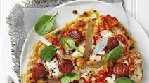 Chorizo pizza with peppers & manchego Chorizo pizza with peppers & manchego