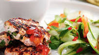 Thai pork patties with sweet potato wedges Thai pork patties with sweet potato wedges