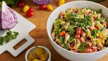 Chopped Veggie Salad with Pasta and Creamy Cauliflower Dressing Chopped Veggie Salad with Pasta and Creamy Cauliflower Dressing