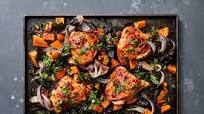 Spicy Sheet-Pan Chicken With Sweet Potatoes and Kale Spicy Sheet-Pan Chicken With Sweet Potatoes and Kale