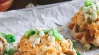 Buffalo Hummus Chicken Waffle Bites Buffalo Hummus Chicken Waffle Bites