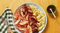 Sweet 'N' Smoky Pork Tenderloin with Apple Carrot Slaw, Mashed Potatoes & Cherry Sauce Sweet 'N' Smoky Pork Tenderloin with Apple Carrot Slaw, Mashed Potatoes & Cherry Sauce