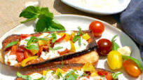 Caprese Bruschetta with Crispy Eggplant Caprese Bruschetta with Crispy Eggplant