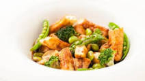 Soy-Glazed Chicken and Tofu with Spring Vegetables Soy-Glazed Chicken and Tofu with Spring Vegetables