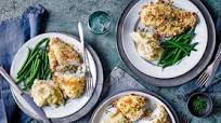 Caesar-stuffed breaded chicken Caesar-stuffed breaded chicken