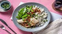 Cal Smart Sesame-Crusted Barramundi with Garlic Snow Peas and Butter Soy Sauce Cal Smart Sesame-Crusted Barramundi with Garlic Snow Peas and Butter Soy Sauce