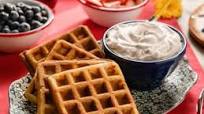 Lemon-Ricotta Waffles with Raspberry-Mascarpone Whipped Cream Lemon-Ricotta Waffles with Raspberry-Mascarpone Whipped Cream