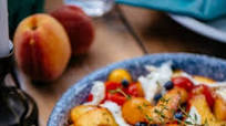 Tomato Peach Caprese with Blueberries Tomato Peach Caprese with Blueberries