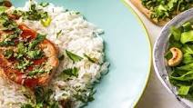 Sweet 'N' Savory Apricot Pork Chops over Ginger Rice with Marinated Bok Choy Salad Sweet 'N' Savory Apricot Pork Chops over Ginger Rice with Marinated Bok Choy Salad