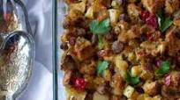 Sausage Focaccia Stuffing with Golden Raisins Sausage Focaccia Stuffing with Golden Raisins