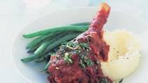 Red wine and garlic slow-cooked lamb shanks Red wine and garlic slow-cooked lamb shanks