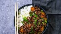 Crunchy Korean Beef Mince and Veggie Stir Fry with Jasmine Rice Crunchy Korean Beef Mince and Veggie Stir Fry with Jasmine Rice