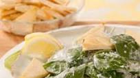 Spinach Caesar Salad with Pita Crisps Spinach Caesar Salad with Pita Crisps