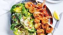 Prawn caesar salad with crouton crumbs Prawn caesar salad with crouton crumbs