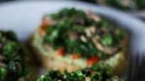 Avocado Hummus Toast with Miso Mushroom and Kale Sauté Avocado Hummus Toast with Miso Mushroom and Kale Sauté