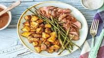 Figgy Balsamic Pork with Roasted Green Beans and Rosemary Potatoes Figgy Balsamic Pork with Roasted Green Beans and Rosemary Potatoes