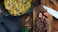 Grilled wild boar tenderloin with fried green cabbage and bacon Grilled wild boar tenderloin with fried green cabbage and bacon