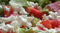 Watermelon Feta Tomato Salad with Basil Vinaigrette Watermelon Feta Tomato Salad with Basil Vinaigrette