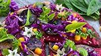 Black Bean Crust Pizza with Purple Hummus Black Bean Crust Pizza with Purple Hummus