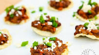 Mini Black Bean, Fire Roasted Tomato, Spinach Corn Tostadas (vegan, gluten-free) Mini Black Bean, Fire Roasted Tomato, Spinach Corn Tostadas (vegan, gluten-free)