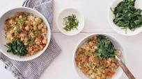 Chana Masala with Spiced Spinach over Brown Rice Chana Masala with Spiced Spinach over Brown Rice
