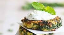 Zucchini, Feta, and Spinach Fritters with Garlic Tzatziki Zucchini, Feta, and Spinach Fritters with Garlic Tzatziki