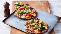 Pita pizza with olives & roasted veggies Pita pizza with olives & roasted veggies