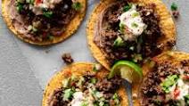 Bean and Beef Tostadas with Tomatillo Salsa Recipe Bean and Beef Tostadas with Tomatillo Salsa Recipe