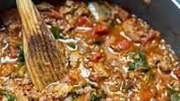 Spaghetti Meat Sauce with Spinach Spaghetti Meat Sauce with Spinach